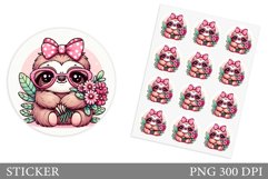 Cute Sloth Sticker Design. Sloth Flowers Sticker Printable Product Image 1