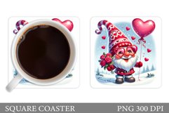 Valentines Gnome Coaster. Valentines Coaster Sublimation Product Image 1