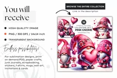 Valentines day clipart, Pink Gnome clipart, gnome with gift Product Image 3