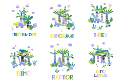 Cute Cartoon Cards with Dinosaurs. Dino Design. Archeology Product Image 1