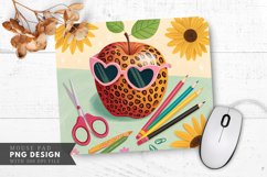 Leopard Spotted Apple with Pink Sunglasses Mouse Pad PNG Product Image 1