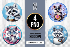 Cute Raccoon Cupcake Winter Clipart Sublimation PNG Product Image 1