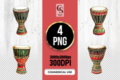 Watercolor Djembe Drum Clipart PNG Product Image 1