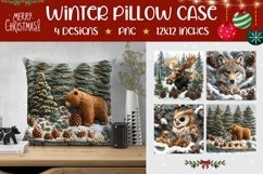 Winter Animals Pillow Case, Winter Forest Pillowcase Design Product Image 1