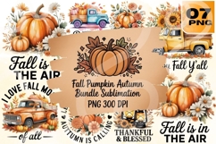 Fall Pumpkin Autumn Bundle Sublimation PNG 300 DPI Product Image 1