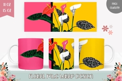 Pop Art Flowers Mug Wrap, Floral Mug Sublimation Design Product Image 1