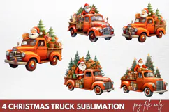 Christmas Truck Sublimation Clipart PNG Product Image 1