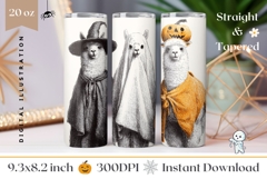 Halloween Lama Tumbler Wrap Design, Spooky Halloween PNG Product Image 1
