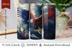 Patriotic Tumbler Wrap, Bald Eagle Tumbler Sublimation PNG Product Image 1
