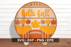 Hello Fall Round Sign SVG | Pumpkin Door Hanger Product Image 2