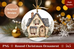 Watercolor Christmas Round Ornament, Cute Winter Ornament Product Image 1