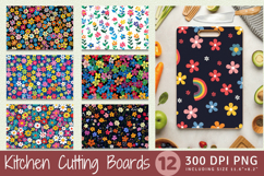 Tiny Rainbow Flowers Cutting Boards sublimation Designs Product Image 1