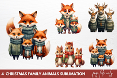 Christmas Family Animals Sublimation PNG Product Image 1