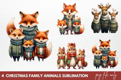 Christmas Family Animals Sublimation PNG Product Image 1