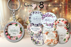Mother&#039;s day flowers | Car coaster &amp; key chain sublimation Product Image 1
