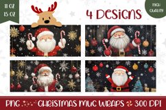 Santa Claus Mug Wrap Design, Winter Mug Template Product Image 1