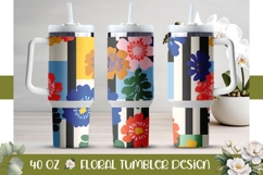 Stripes Tumbler Wrap, Pop Art Flowers 40 Oz Tumbler Product Image 1