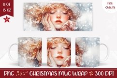 Winter Forest Mug Wrap, Christmas Girl Mug Sublimation Product Image 1
