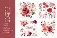 Watercolor flower bouquet clipart sublimation png Product Image 1