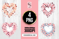 Floral Heart Leaf Wreath Illustration Clipart PNG Product Image 1