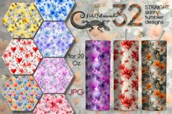 Watercolor Flowers | Sublimation skinny tumbler designs, JPG Product Image 1