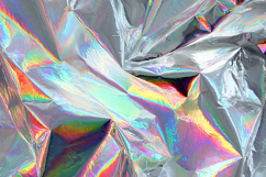 A crumpled holographic foil with rainbow colors Product Image 1