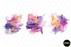 Watercolor Purple Pink Gold Splash Clipart Product Image 1