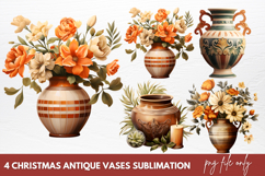 Christmas Antique Vases Clipart Sublimation Product Image 1