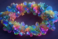 neon wreath,christmas frame,rainbow lights,futuristic holida Product Image 1