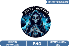 Anti Social Sublimation, Funny Skeleton Png Product Image 1