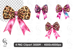 Leopard Bow Ribbon Set clipart sublimation png Product Image 1