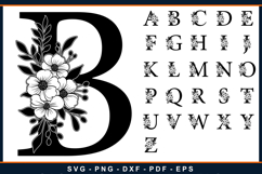 Monogram Flowers Alphabet Letters SVG Laser Cut Files Product Image 1