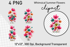 Whimsical Summer Flowers Clipart PNG Product Image 1