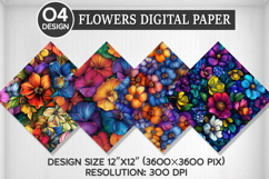 Flowers Seamless Digital Paper, Flowers Background Product Image 1
