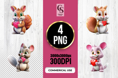 Cute Squirrel Holding Heart Clipart PNG Product Image 1