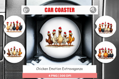 Chicken Emotion Car Coaster Product Image 1