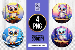 Cute Owl Forest Clipart Sublimation PNG Product Image 1