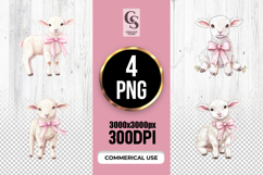 Baby Lamb with Pink Bow Clipart Sublimation PNG Product Image 1