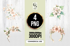 Cherry Blossom Flowers Watercolor Clipart Sublimation PNG Product Image 1