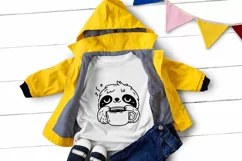 Sleepy baby sloth with coffee mug. SVG, PNG, EPS. Cut file. Product Image 2