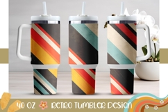Retro Stripes Tumbler Print, Abstract 40 Oz Tumbler PNG Product Image 1