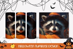 Art Halloween Tumbler Wrap, Halloween Raccoon Tumbler Product Image 1