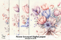 Flower bouquet digital paper, background clipart Product Image 1