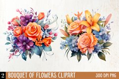 Wedding Flowers Bouquet Clipart, Watercolor Clipart Product Image 1