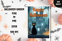 Spooky Black Cat Garden Flag, Halloween Garden Flag Product Image 1