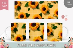 Sunflowers Mug Wrap, Flowers Mug, Yellow Mug Template Product Image 1