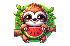 Cute Sloth Clipart - PNG File Product Image 2