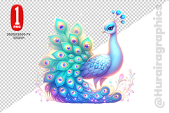 Cute Peacock Clipart - PNG File Product Image 1