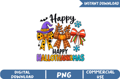 Happy Hallothanksmas Sublimation, Christmas Png Product Image 1