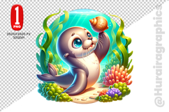 Cute Sealion Clipart - PNG File Product Image 1